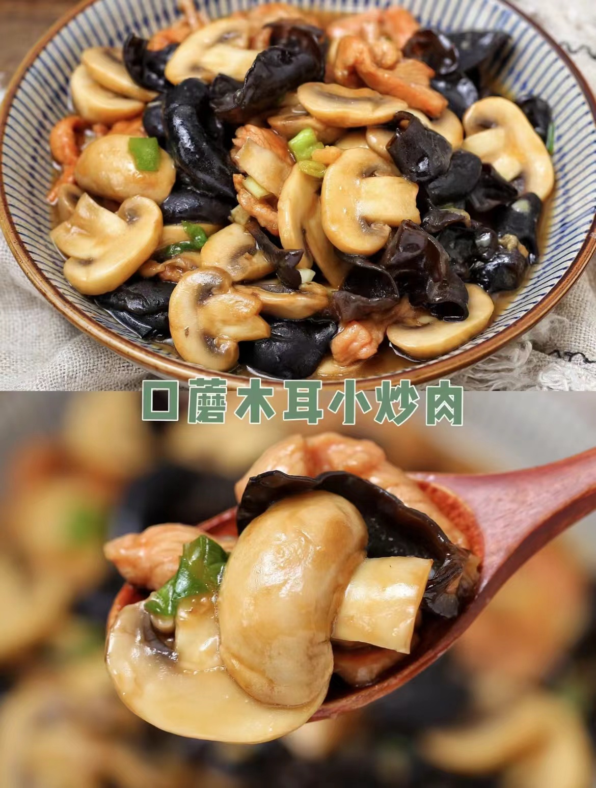 口蘑木耳小炒肉